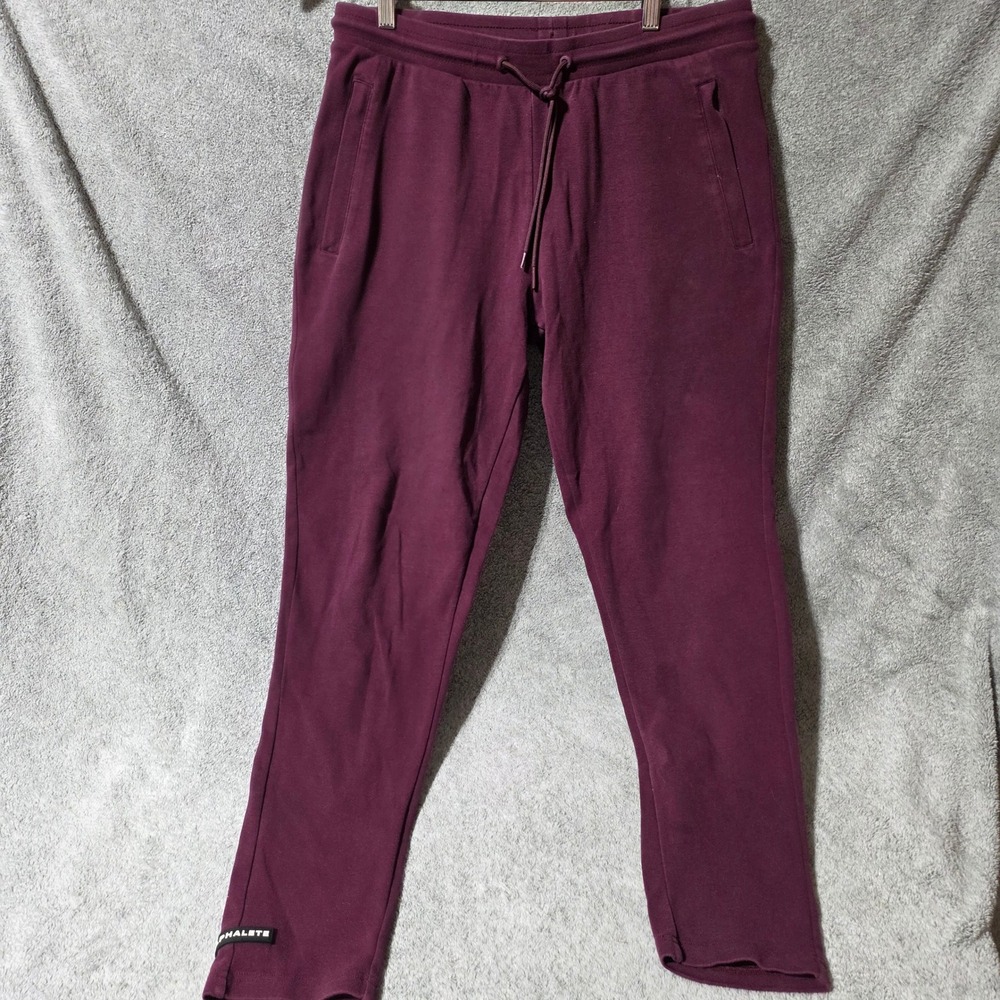 Alphalete Mens Joggers Burgundy Cotton Stretch Athletic Sweatpants XL